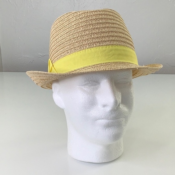 Scala Pronto Fedora Paper Hat with Yellow Band Unisex Size OS EUC - Picture 2 of 16